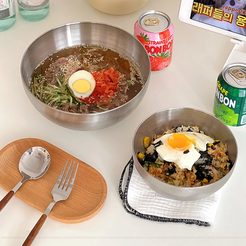 Ins Korean Stainless Steel Bowl With Spoon Fork Large Ramen Instant Noodles Fruit Salad Bowl Simple Kitchen Tableware 700/1200ml
Ins Korean Stainless Steel Bowl With Spoon Fork Large Ramen Instant Noodles Fruit Salad Bowl Simple Kitchen Tableware 700/1200ml