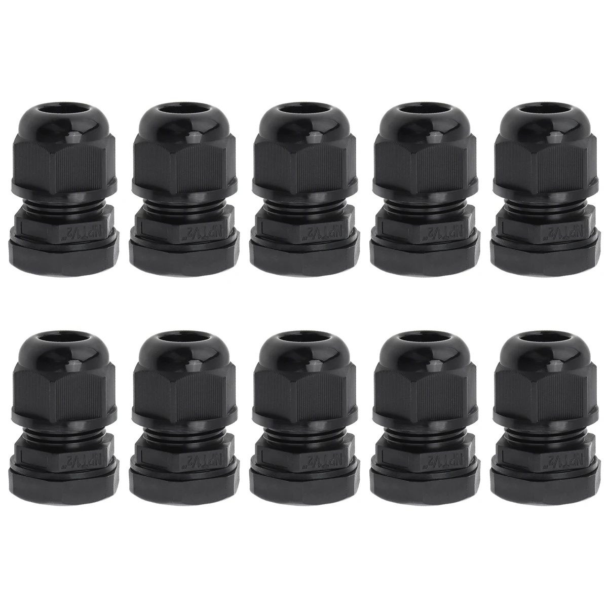 

10pcs 1/2 Inch NPT Cable Gland IP68 Nylon Strain Relief Waterproof Flame Retardant Connection Fixing Head