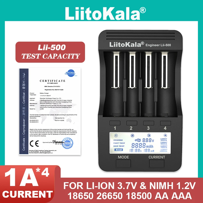 Зарядное устройство Liitokala для аккумуляторов 18650 3,7 в 26650 22650 26500 18500 17500 16340 в AA AAA NiMH 
Зарядное устройство Liitokala для аккумуляторов 18650 3,7 в 26650 22650 26500 18500 17500 16340 в AA AAA NiMH