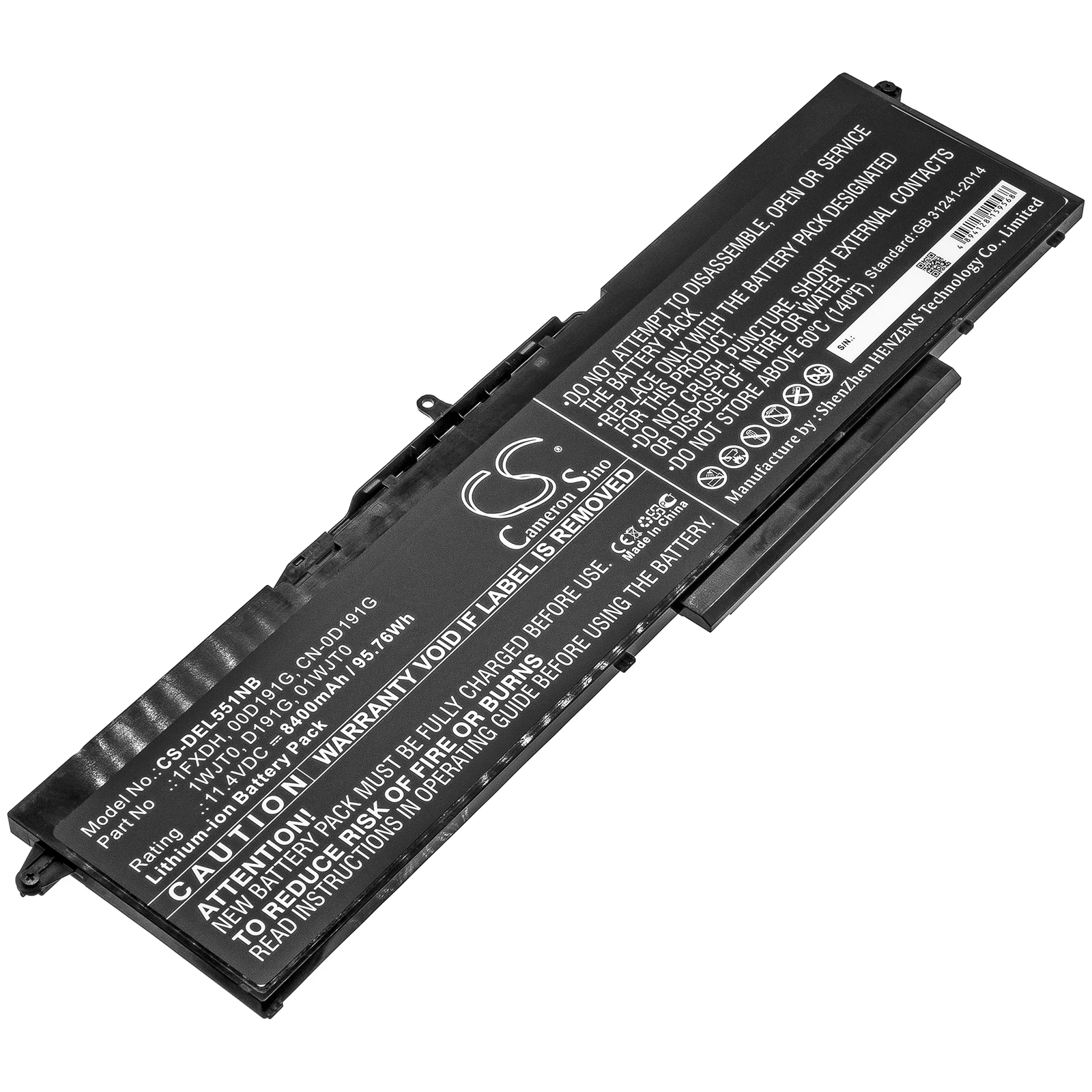 CS 8400mAh/95.76Wh battery for DELL Latitude 15 5501,Latitude 15 5511,Precision 3541,Precision 3551 01WJT0,0D191G
CS 8400mAh/95.76Wh battery for DELL Latitude 15 5501,Latitude 15 5511,Precision 3541,Precision 3551 01WJT0,0D191G