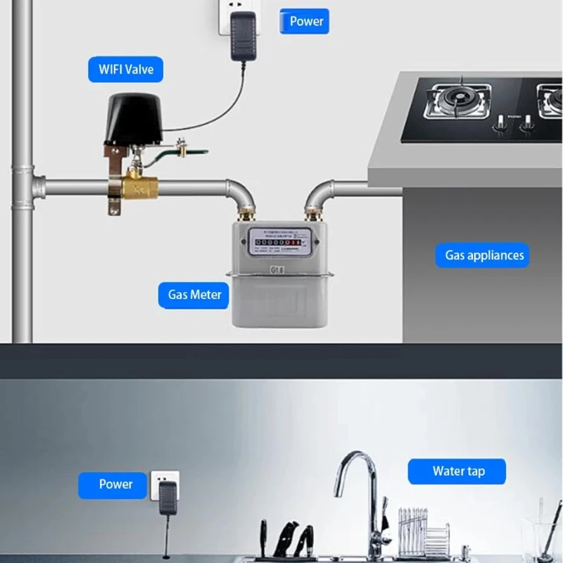 12V/1A Tuya Smart Water Valve WIFI Control Gas Shut Off Valve WIFI Sprinkler Controller Works with Alexa Google-home
12V/1A Tuya Smart Water Valve WIFI Control Gas Shut Off Valve WIFI Sprinkler Controller Works with Alexa Google-home