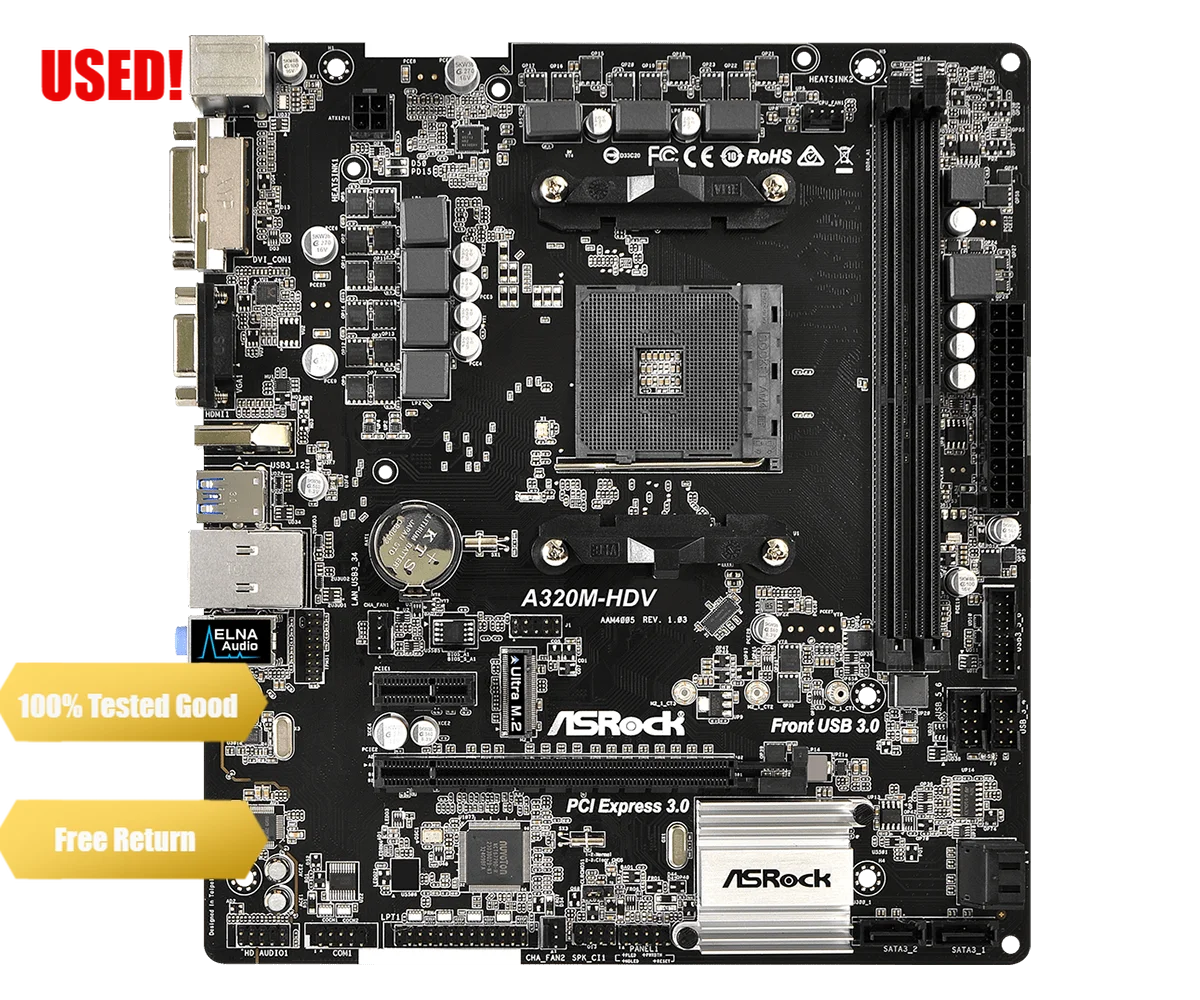 

ASROCK AMD A320 Chipset AM4 Interface A320M-HDV Desktop PC Motherboard Micro-ATX