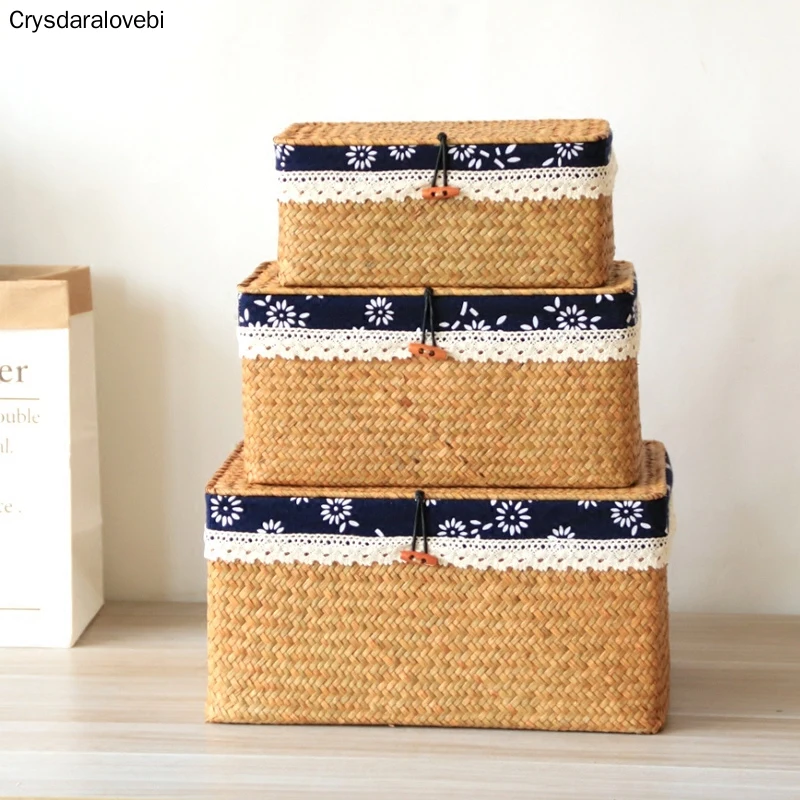 Seaweed Woven Box Grass Basket with Lid Household Storage Basket Snack Storage Rattan Fabric Rectangle Bedroom Sort Out Boxes
Seaweed Woven Box Grass Basket with Lid Household Storage Basket Snack Storage Rattan Fabric Rectangle Bedroom Sort Out Boxes