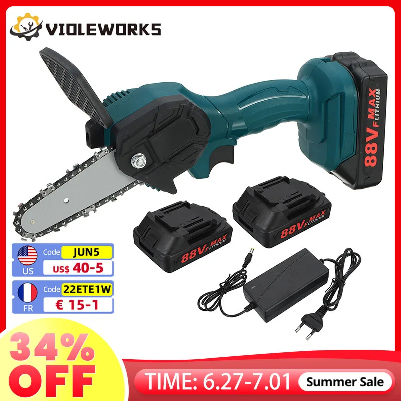 88V 800W Electric Chain Saw Lithium Battery Mini Pruning One-handed Garden Tool With Chain Saws Rechargeable Woodworking Tool
88V 800W Electric Chain Saw Lithium Battery Mini Pruning One-handed Garden Tool With Chain Saws Rechargeable Woodworking Tool
