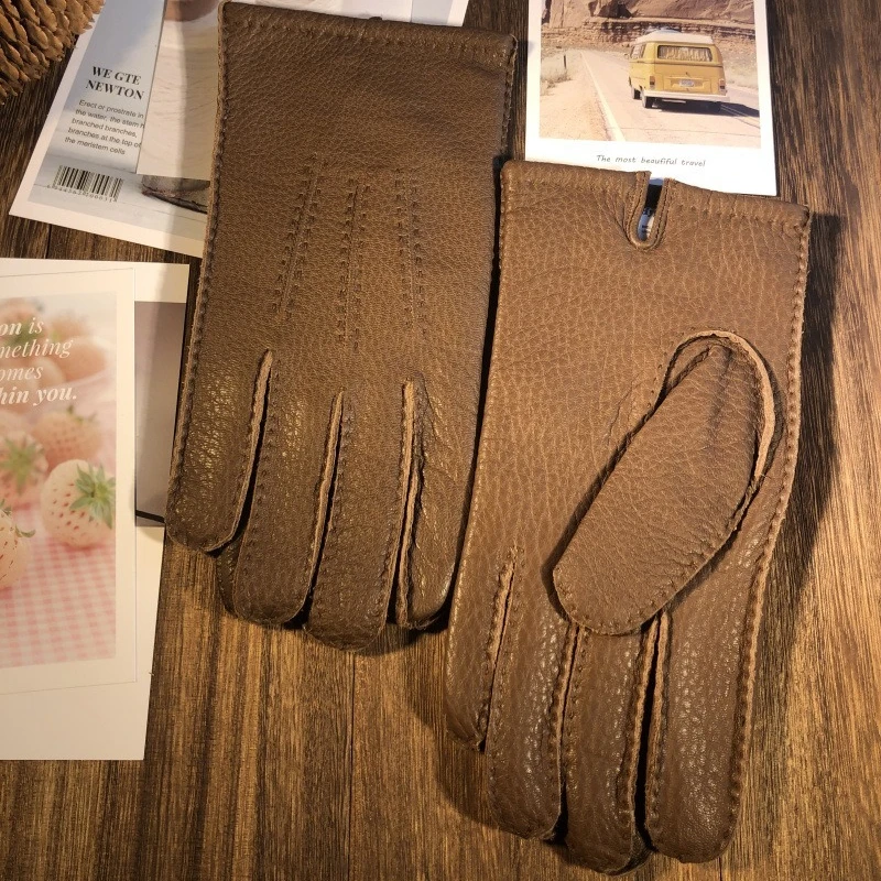 Deerskin gloves hand-stitched plus velvet warm men's outdoor driving motorcycle business leather gloves autumn and winter
Deerskin gloves hand-stitched plus velvet warm men's outdoor driving motorcycle business leather gloves autumn and winter
