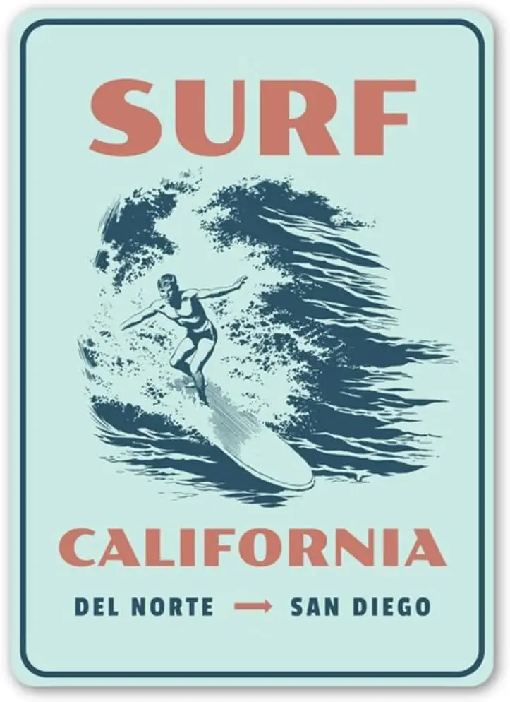 Surf Cl Sgn Retro Locton Surfng Fmly Decor Shck Gft dvert ntque Metl Sgns For Grge Mn Cve Br Ktc
