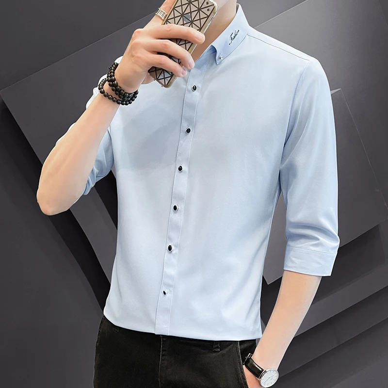 Fashion Shirt Men's Trend Slim Three-quarter Sleeved Shirt Casual Business Comfortable Dress Party Shirt Tops
Fashion Shirt Men's Trend Slim Three-quarter Sleeved Shirt Casual Business Comfortable Dress Party Shirt Tops