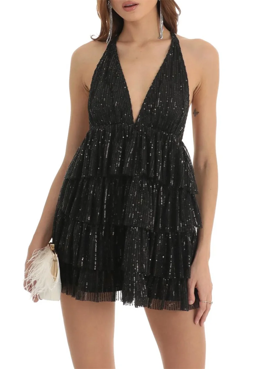 BEAFNKSG Women Sequins Formal Dress Ruffled Hem Shinny Backless Evening Gown for Cocktail Wedding Party Dress (Black S)
BEAFNKSG Women Sequins Formal Dress Ruffled Hem Shinny Backless Evening Gown for Cocktail Wedding Party Dress (Black S)