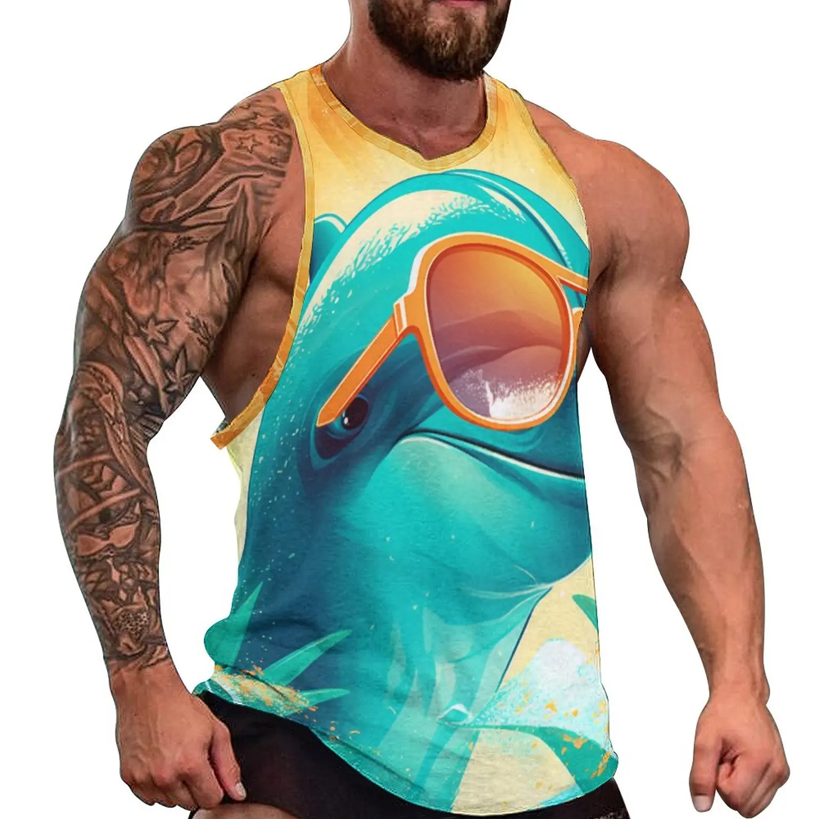 Dolphin Tank Top Males Sunny Beach Sunglasses Workout Oversize Tops Daily Muscle Design Sleeveless Shirts
Dolphin Tank Top Males Sunny Beach Sunglasses Workout Oversize Tops Daily Muscle Design Sleeveless Shirts