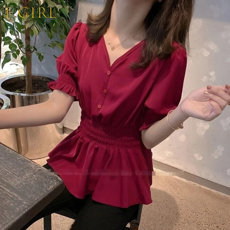 Blouses Women Retro Elegant Summer Chiffon Trendy Elastic Waist Ladies Shirts Elegant V-Neck All-match Leisure Women's Clothing
Blouses Women Retro Elegant Summer Chiffon Trendy Elastic Waist Ladies Shirts Elegant V-Neck All-match Leisure Women's Clothing