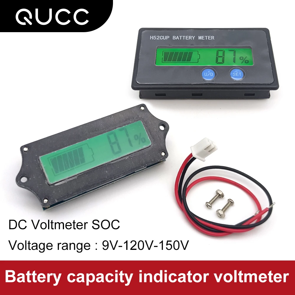 Qucc Battery Capacity Indicator DC 9V-150V LCD Voltmeter Lead Acid Li Ion Lifepo4 Battery Non Battery Capacity Tester Ammeter
Qucc Battery Capacity Indicator DC 9V-150V LCD Voltmeter Lead Acid Li Ion Lifepo4 Battery Non Battery Capacity Tester Ammeter