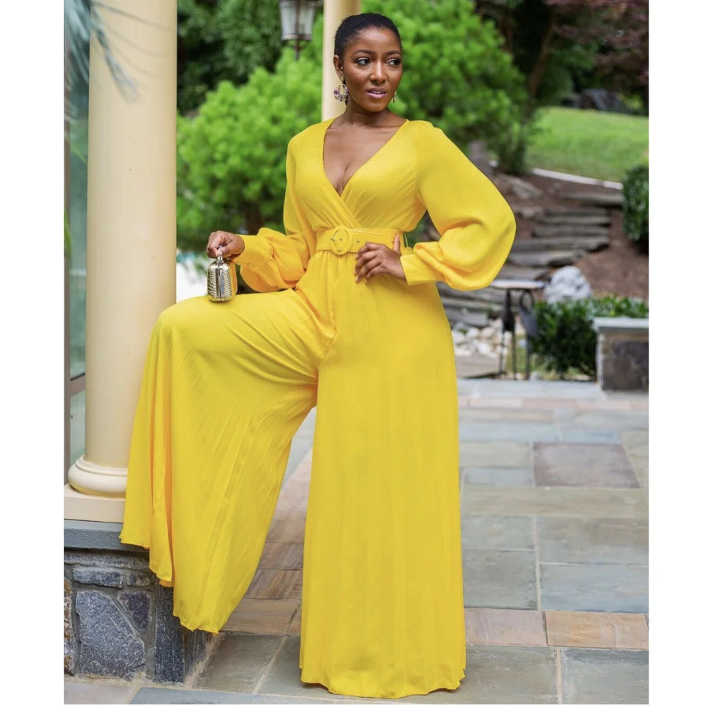 Jumpsuit V-neck Lantern Sleeve Floor Sweeping Pleated Wide Leg Pants Loose Jumpsuit Women Jumpsuits
Jumpsuit V-neck Lantern Sleeve Floor Sweeping Pleated Wide Leg Pants Loose Jumpsuit Women Jumpsuits