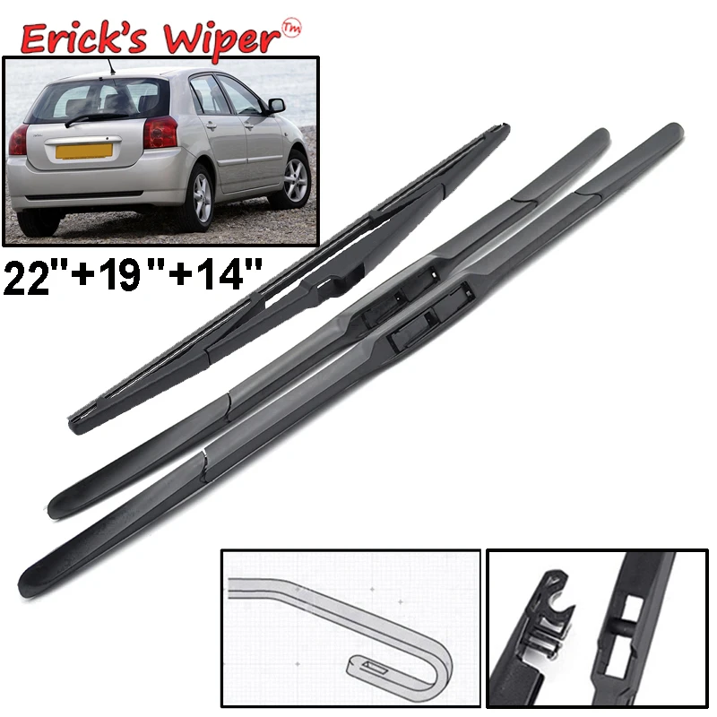 Erick's Wiper Front & Rear Wiper Blades Set For Toyota Corolla hatchback E12 2001 - 2006 Windshield Windscreen Window 22"19"14"
Erick's Wiper Front & Rear Wiper Blades Set For Toyota Corolla hatchback E12 2001 - 2006 Windshield Windscreen Window 22"19"14"