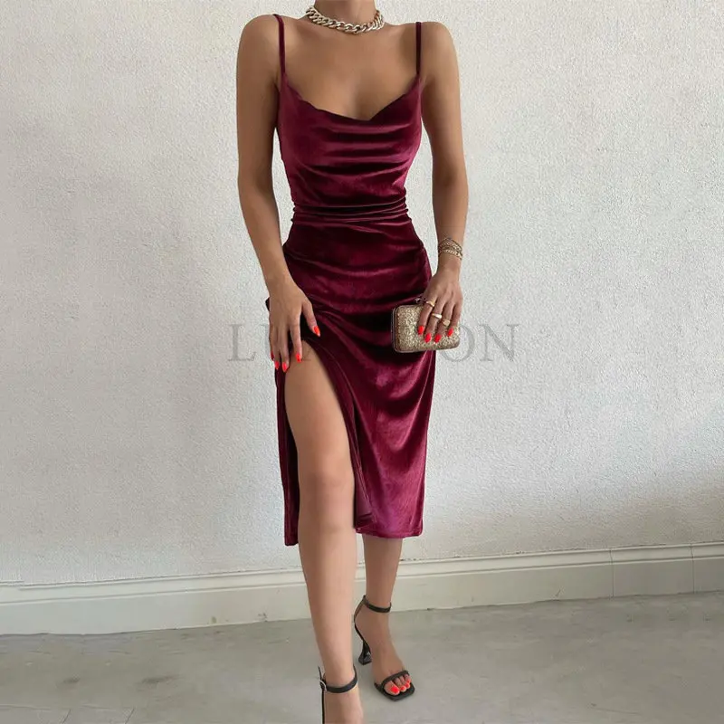 Elegant Evening Gown For Women Summer Velvet Midi Bodycon Dress Women Sleeveless Off Shoulder Backless Party Club Dresses
Elegant Evening Gown For Women Summer Velvet Midi Bodycon Dress Women Sleeveless Off Shoulder Backless Party Club Dresses