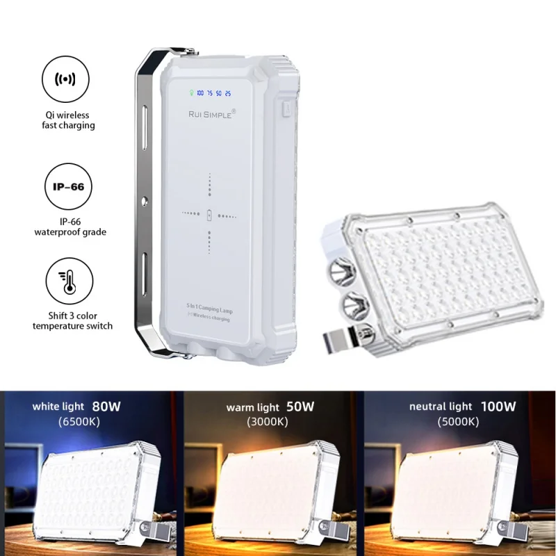 Новинка, палатка для кемпинга на открытом воздухе, яркость 100 мАч, многофункциональный телефон, беспроводной внешний аккумулятор, водонепроницаемый фонарик IP66 для экстренных ситуаций, 20000 Вт 
Новинка, палатка для кемпинга на открытом воздухе, яркость 100 мАч, многофункциональный телефон, беспроводной внешний аккумулятор, водонепроницаемый фонарик IP66 для экстренных ситуаций, 20000 Вт