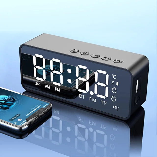G50 Wireless Bluetooth Speaker With FM Radio Mini Portable Card Mirror Alarm Clock Sound Dual Alarm Clock Settings For All Phone
G50 Wireless Bluetooth Speaker With FM Radio Mini Portable Card Mirror Alarm Clock Sound Dual Alarm Clock Settings For All Phone