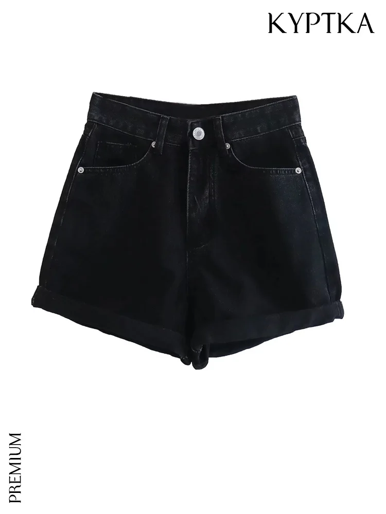 KYPTKA Women Fashion Turn-up Hems Faded Denim Bermuda Shorts Vintage High Waist Zipper Fly Female Jeans Mujer
KYPTKA Women Fashion Turn-up Hems Faded Denim Bermuda Shorts Vintage High Waist Zipper Fly Female Jeans Mujer