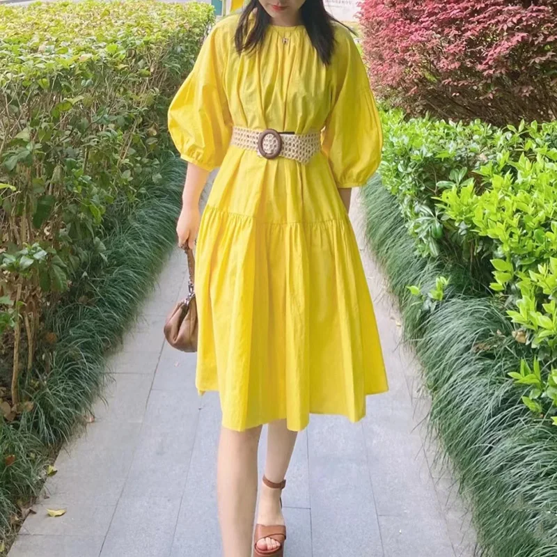 Max* Summer Women Dress Robe Cotton Long Sleeve Mid-calf O-neck High Waist Belt Office Ladies Dresses Casual Elegant Vestidos 
Max* Summer Women Dress Robe Cotton Long Sleeve Mid-calf O-neck High Waist Belt Office Ladies Dresses Casual Elegant Vestidos