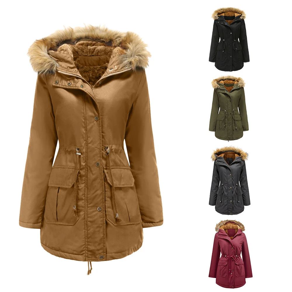 Women's 2023 Winter Warm Coat Solid Thicken Cotton Jacket Casual Fur Collar Hooded Windproof Parka Office Lady Outside Clothings
Women's 2023 Winter Warm Coat Solid Thicken Cotton Jacket Casual Fur Collar Hooded Windproof Parka Office Lady Outside Clothings