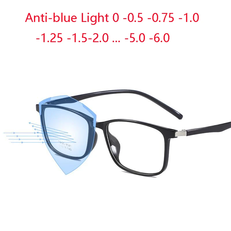 

0 -0.5 -0.75 To -6.0 Ultralight TR90 Anti Blue Light Myopes Lunettes Fashion Student Sun Photochromic Square Okulary Korekcyjne