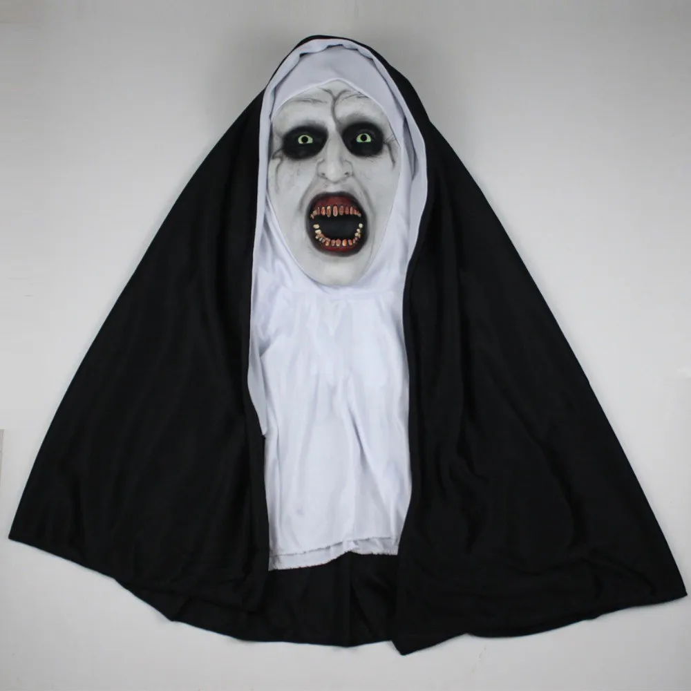 2023 Horror Nun Latex Mask Suit Cosplay Scary Valak Ghost Face Helmet Robe Halloween Costumes Carnival Party Costume Props
2023 Horror Nun Latex Mask Suit Cosplay Scary Valak Ghost Face Helmet Robe Halloween Costumes Carnival Party Costume Props