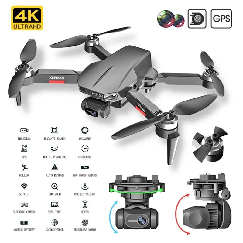 X2-PRO3 Eachine RC Drone 4K Professional HD Camera With 5G WIFI GPS Brushless Motor 3-Axis Gimbal Quadcopter FPV Dron Toys
X2-PRO3 Eachine RC Drone 4K Professional HD Camera With 5G WIFI GPS Brushless Motor 3-Axis Gimbal Quadcopter FPV Dron Toys