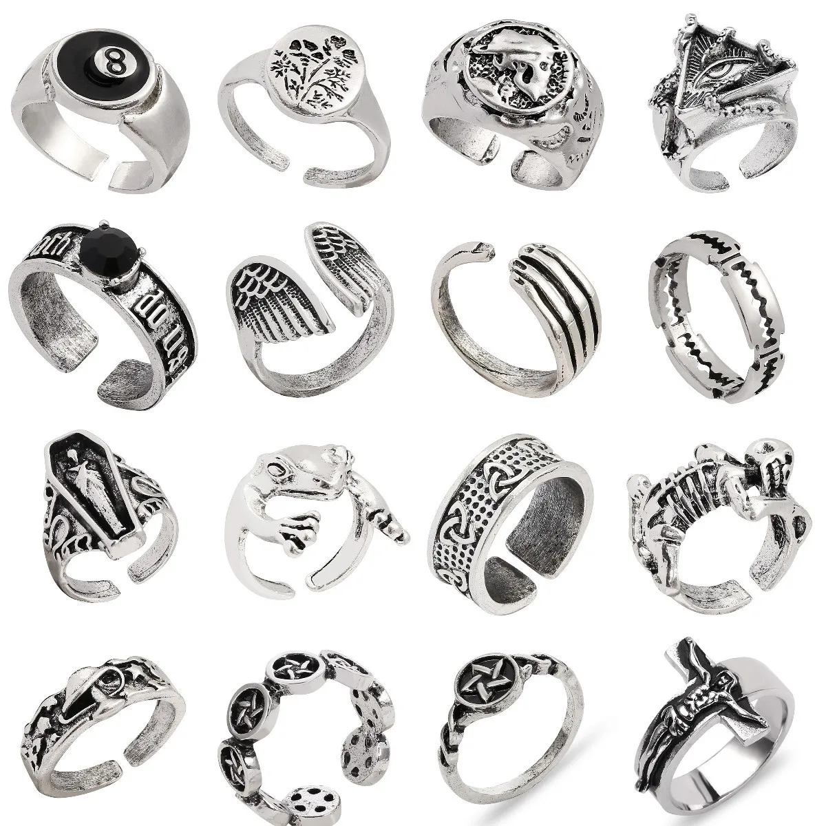 New Arrive European and American Jewelry Alloy Opening Geometric Skull Wings Ring Halloween Carnival Dress Up Accessories
New Arrive European and American Jewelry Alloy Opening Geometric Skull Wings Ring Halloween Carnival Dress Up Accessories