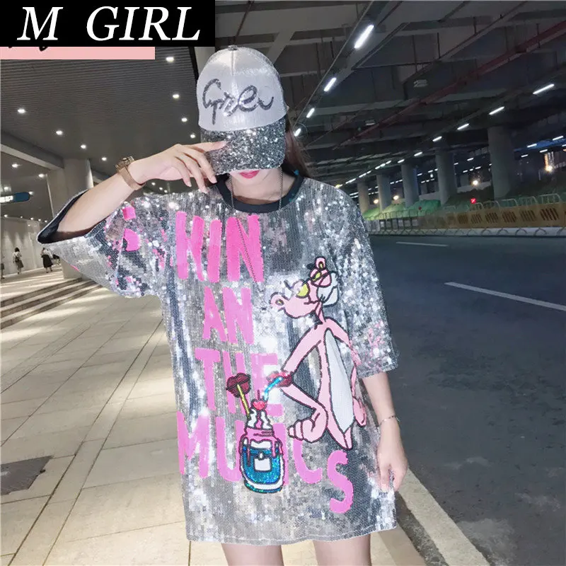 M GIRLS Summer New Women Sequins T-Shirt Women's Clothing Cartoon Print Women Short Sleeve Round Neck Night Club Tops
M GIRLS Summer New Women Sequins T-Shirt Women's Clothing Cartoon Print Women Short Sleeve Round Neck Night Club Tops