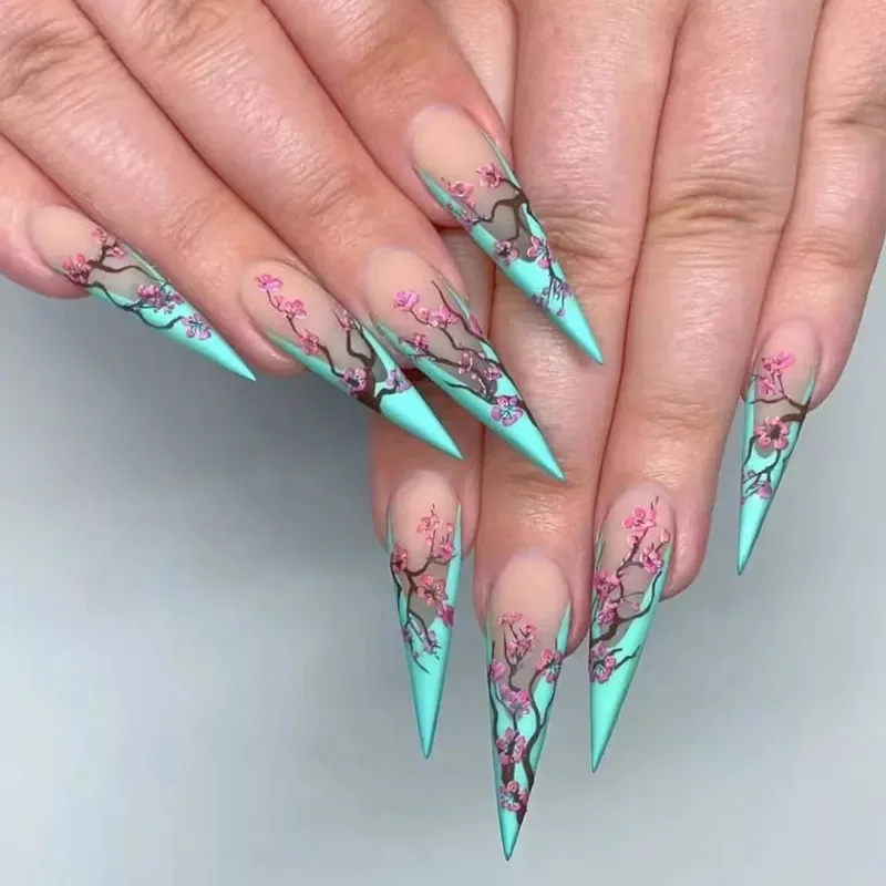 24pcs Long Stiletto False Nails Flower Tree Wearable French Fake Nails Press On Nails Leopard print Design Manicure Tips
24pcs Long Stiletto False Nails Flower Tree Wearable French Fake Nails Press On Nails Leopard print Design Manicure Tips