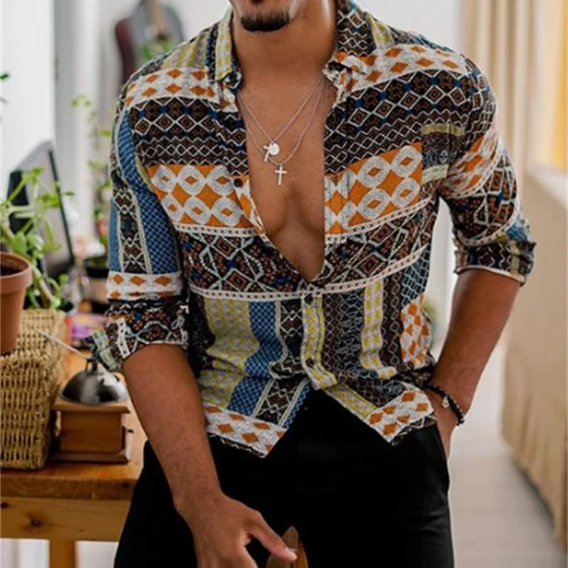 Men Shirt 2022 Spring New Bohemian Men's Slim Fit Lapel Cardigan Men's Printed Shirts Single Breasted Camisa Masculina
Men Shirt 2022 Spring New Bohemian Men's Slim Fit Lapel Cardigan Men's Printed Shirts Single Breasted Camisa Masculina