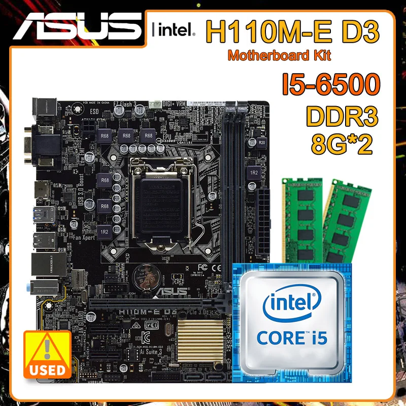 ASUS H110M-E D3 1151 Motherboard kit Core i5-6500 cpu and 2*DDR3 8G ram Intel H110 Motherboard set USB 3.0 PCI-E 3.0 Micro ATX
ASUS H110M-E D3 1151 Motherboard kit Core i5-6500 cpu and 2*DDR3 8G ram Intel H110 Motherboard set USB 3.0 PCI-E 3.0 Micro ATX