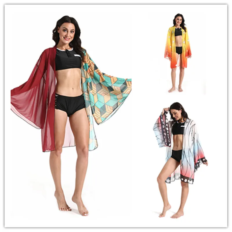 Anime Demon Slayer Swimsuit Agatsuma Zenitsu Cosplay Bikini Top Shorts Cloak Beach Set Kimono Cloak Coat
Anime Demon Slayer Swimsuit Agatsuma Zenitsu Cosplay Bikini Top Shorts Cloak Beach Set Kimono Cloak Coat