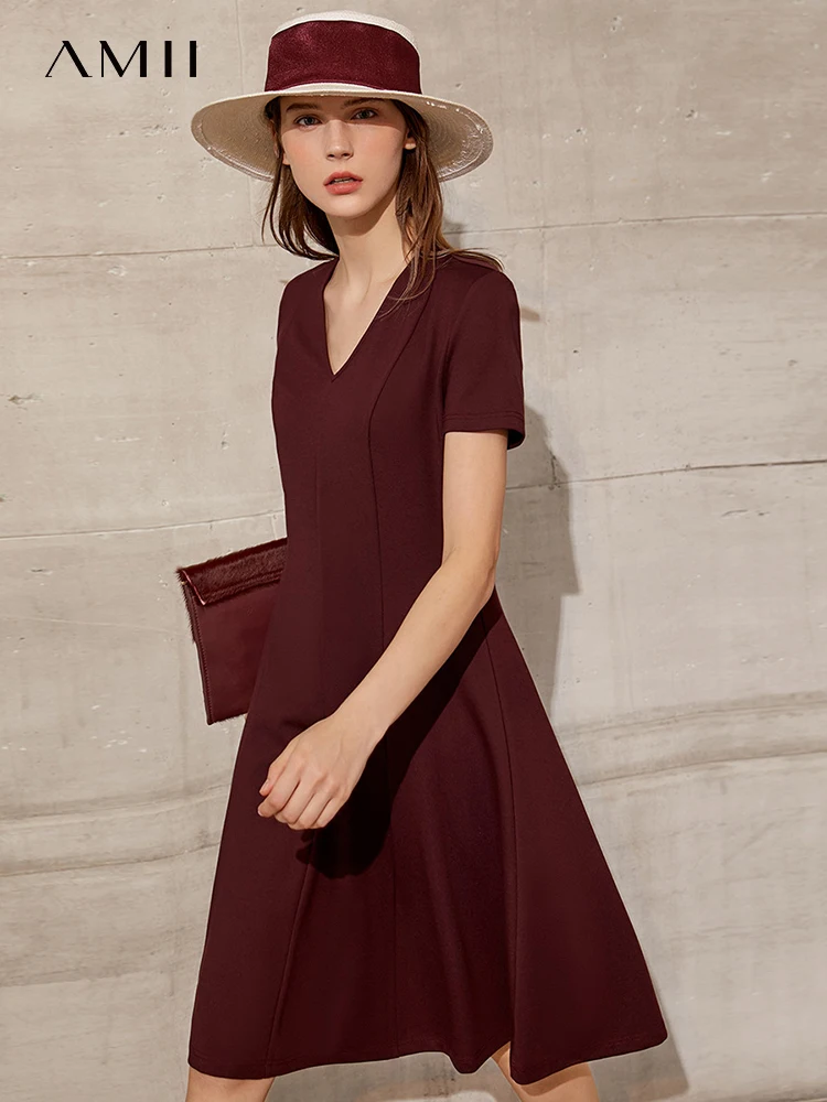 Amii Minimalism Spring Summer Causal Women's Dress Fashion Solid V neck Slim Fit Knee-length Female Summer Midi Dress 12260028
Amii Minimalism Spring Summer Causal Women's Dress Fashion Solid V neck Slim Fit Knee-length Female Summer Midi Dress 12260028