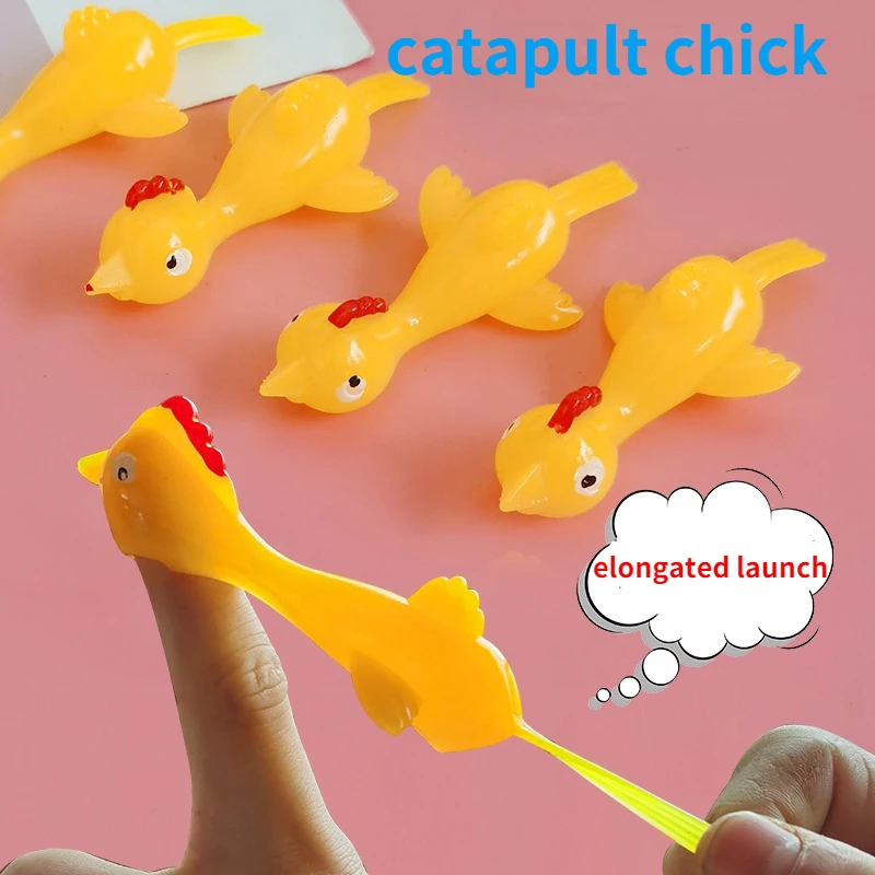

5pcs Finger Catapult Launch Turkey Fun Tricky Slingshot Chick Practice Chicken Elastic Flying Birds Sticky Decompression Toys