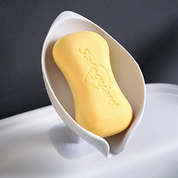 

For Bathroom Shower Soaps Dish Holder Leaf Shaped Exquisite Storage Tray Removable Bottom Soap Dish With Powerful Suction Cup