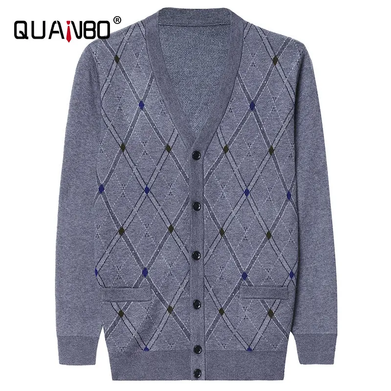

Top Grade 6.5% Wool Men's Smart Casual Classic Long Sleeve Cardigan Autumn Winter Thicken Warm Men V-Neck Sweater Cardigan
