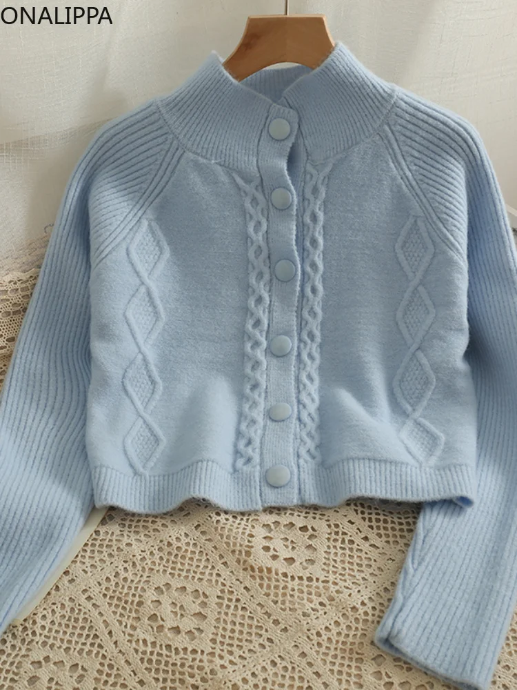 Gentle Sweet Knitted Plaid Sweater Autumn Single Breasted Long Sleeve Half Turtleneck All Match Solid Color Cardigan
Gentle Sweet Knitted Plaid Sweater Autumn Single Breasted Long Sleeve Half Turtleneck All Match Solid Color Cardigan