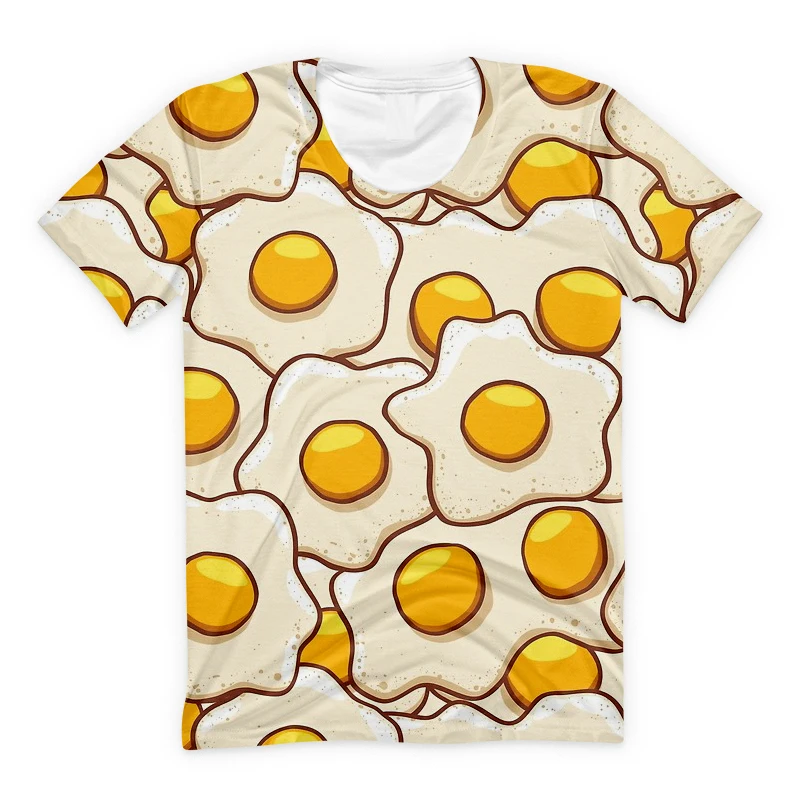 Футболки с принтом жареных яиц Dognut Shop хипстерские рубашки коротким рукавом и 3D