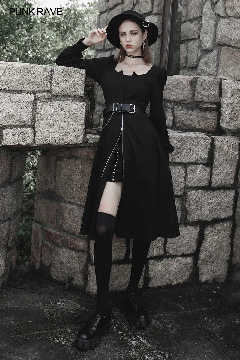 Black Long Dresses for Women PUNK RAVE Women's Gothic Metal Zipper Collect Waist Slit Dress Daily A Line Square Neckline
Black Long Dresses for Women PUNK RAVE Women's Gothic Metal Zipper Collect Waist Slit Dress Daily A Line Square Neckline
