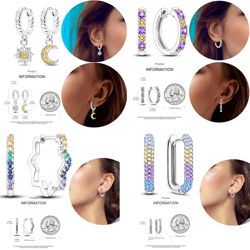 New 925 Sterling Silver Moon and Sun Women Silver Color Hoop Earrings Gold Color Zircon Simple Fashion Jewelry Gift For Festival
New 925 Sterling Silver Moon and Sun Women Silver Color Hoop Earrings Gold Color Zircon Simple Fashion Jewelry Gift For Festival