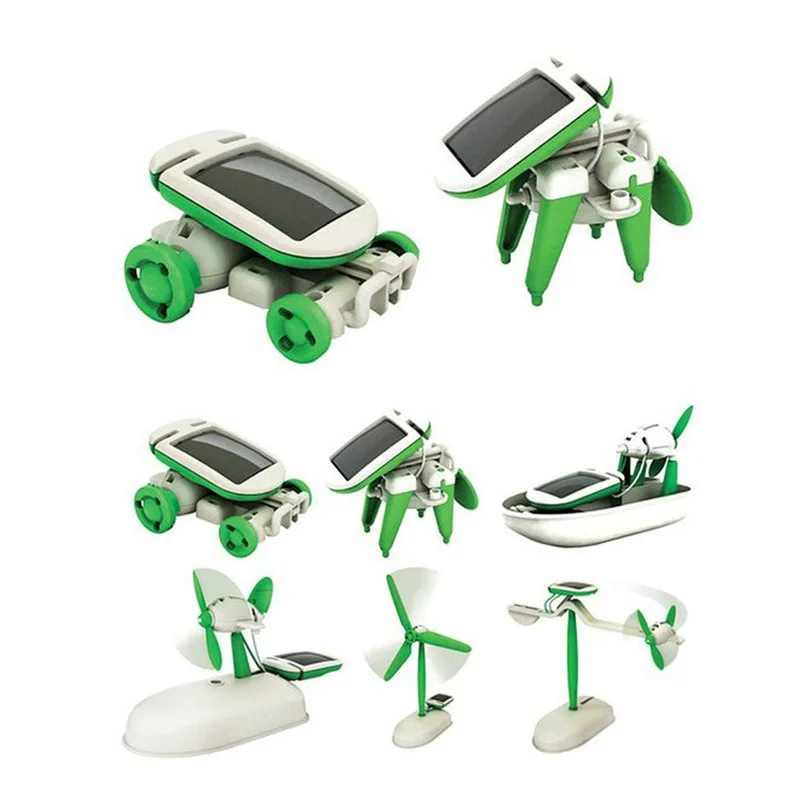 

Новейший 6 в 1 Набор игрушек на солнечной энергии Diy Собранный образовательный робот автомобиль Лодка собака вентилятор самолет щенок Новинка & Gag игрушки