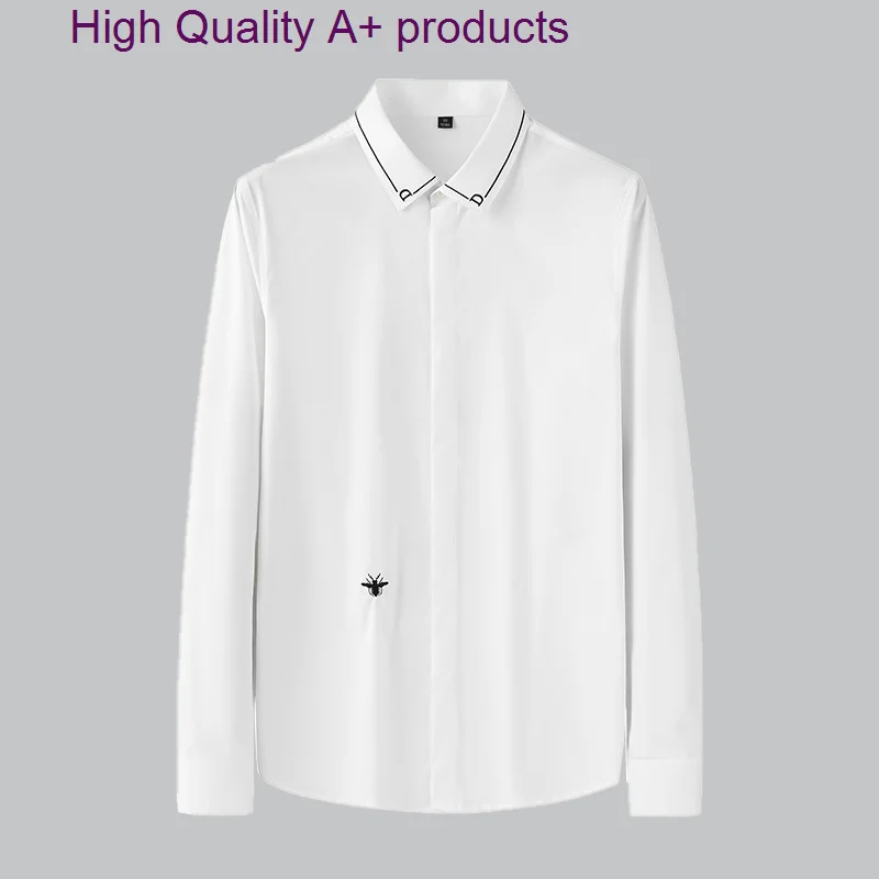 Pure Color Long Sleeve Shirt Men High Quality Bee Embroidery Casual Business Dress Shirts Mens Fashion Cothing Trends Camisas
Pure Color Long Sleeve Shirt Men High Quality Bee Embroidery Casual Business Dress Shirts Mens Fashion Cothing Trends Camisas