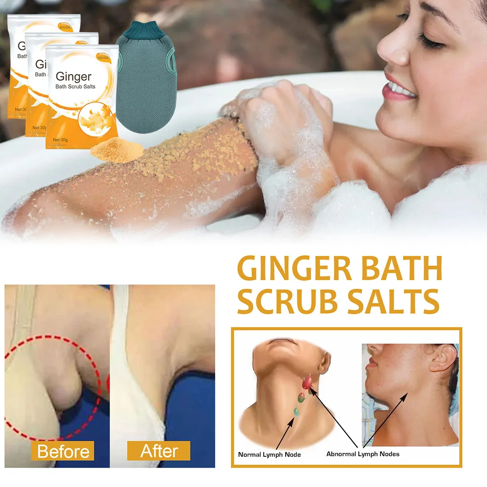 

Ginger Lymphatic Bath Salt Body Massage Bath Scrub Salts Lymphatic Swelling Relief Dredge Pores Skin Exfoliating Body Care