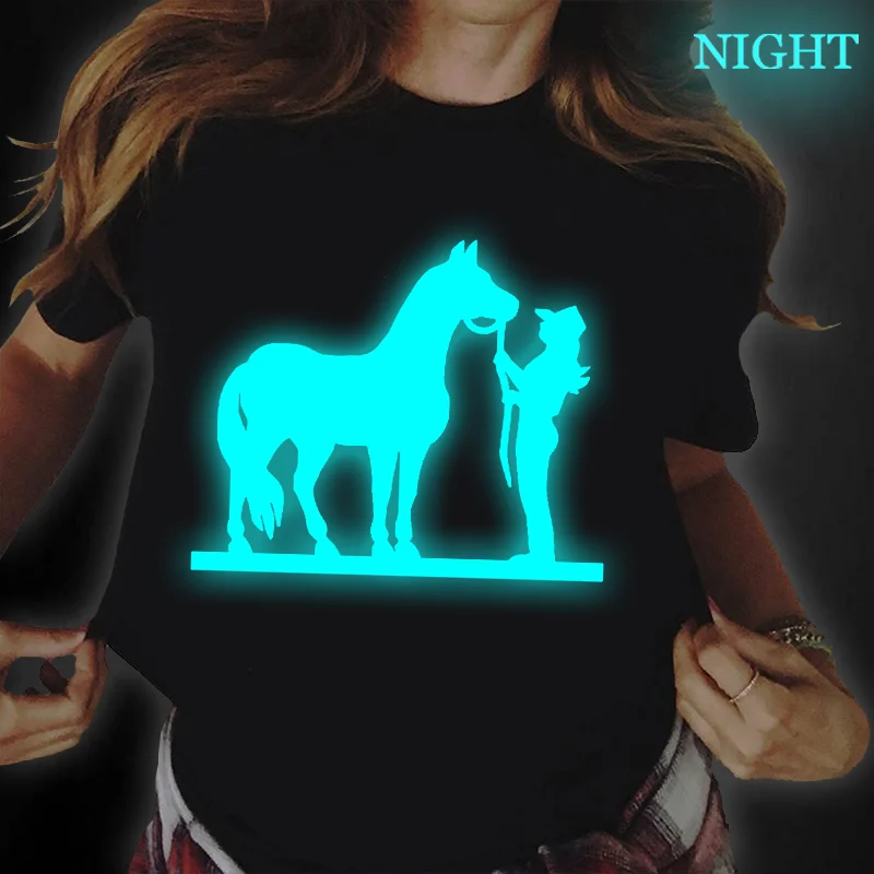 

Graphic T Shirts Women Woman Tshirts Las Mujeres Sweetshirts Horse Graphic Tees Luminous Aesthetic Aesthetic Clothes Glowing