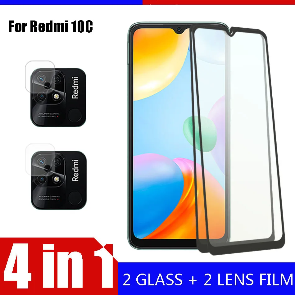 

Закаленное стекло для Xiaomi Redmi 10C 6,71 дюйма 220333QAG, защитная пленка для экрана и объектива камеры Redmi 10 C, стекло, полная защита