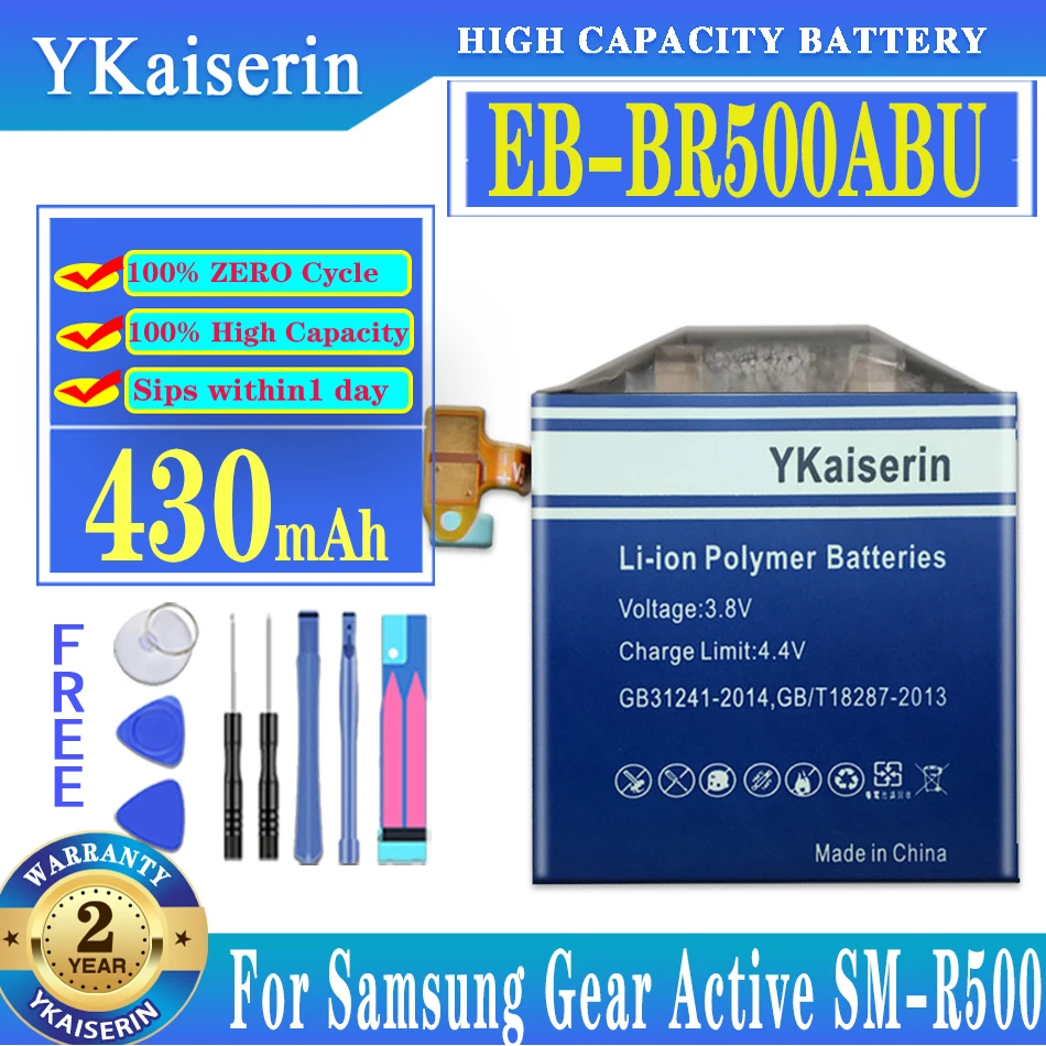 YKaiserin Battery EB-BR500ABU For Samsung Galaxy Watch Active SM-R500 Authentic Battery 430mAh Batteries + Free Tools
YKaiserin Battery EB-BR500ABU For Samsung Galaxy Watch Active SM-R500 Authentic Battery 430mAh Batteries + Free Tools
