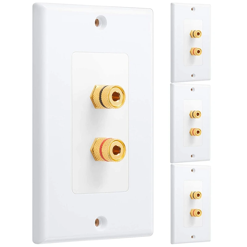 4 Pack Single Gang 1.0 Speaker Wire Wall Plate (Banana Plug Wall Plate) for 1 Speaker, White
4 Pack Single Gang 1.0 Speaker Wire Wall Plate (Banana Plug Wall Plate) for 1 Speaker, White