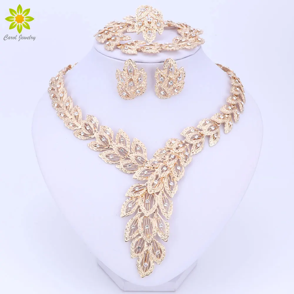 Jewelry Sets For Women Fine Crystal Necklace Earrings Bracelet Set African Beads Gold Color Pendant Wedding Dress Accessories
Jewelry Sets For Women Fine Crystal Necklace Earrings Bracelet Set African Beads Gold Color Pendant Wedding Dress Accessories