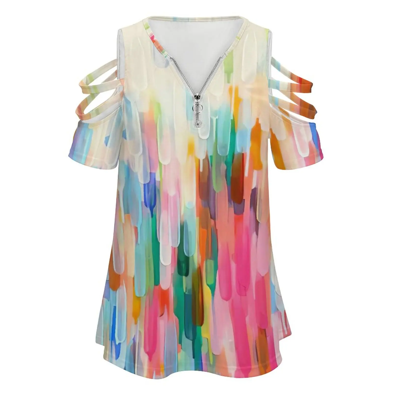 Summer T-shirt Zipper shoulder printed T-shirt Top fashion women's T-shirt Casual fashion aesthetic women's short sleeve trend
Summer T-shirt Zipper shoulder printed T-shirt Top fashion women's T-shirt Casual fashion aesthetic women's short sleeve trend