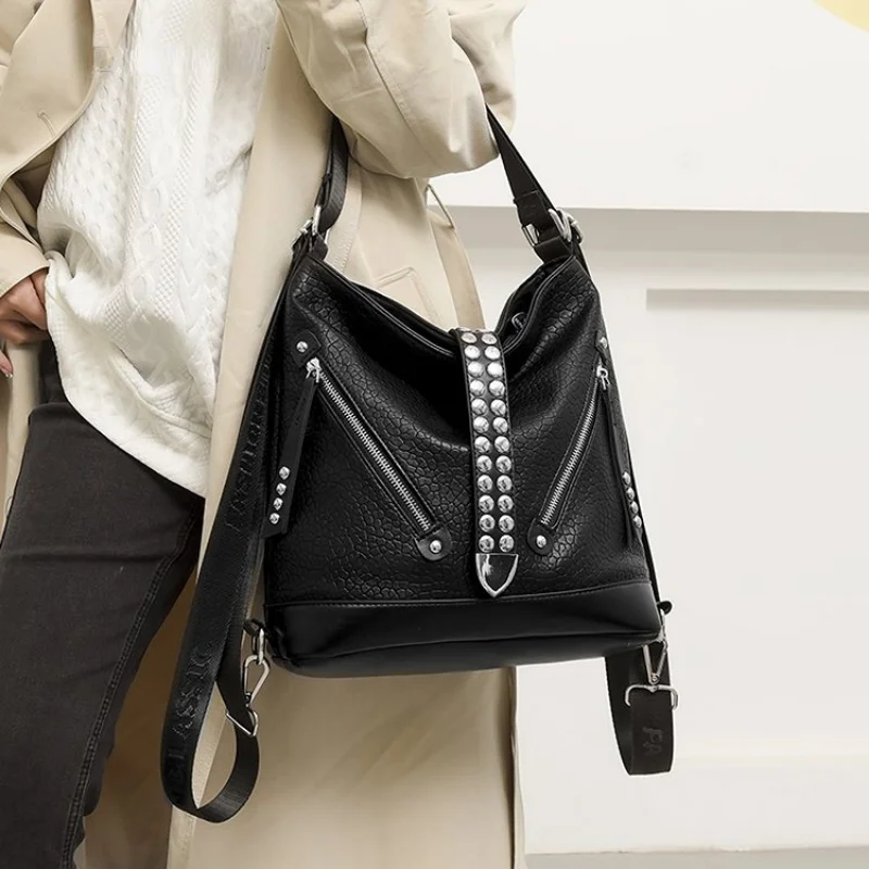 New Temperament Soft Leather Backpack Leisure Multi-functional Single Shoulder Bag Three Uses Cross Body Bag Women's Black Bag
New Temperament Soft Leather Backpack Leisure Multi-functional Single Shoulder Bag Three Uses Cross Body Bag Women's Black Bag